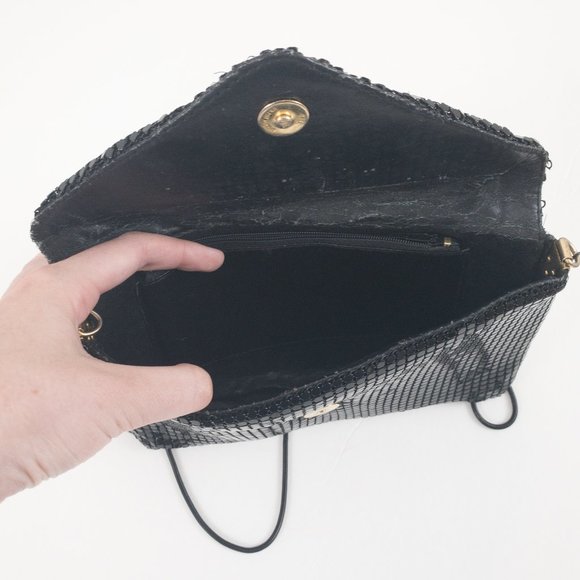 Vintage 70s Chainmail Embellished Purse Black - Picture 10 of 12